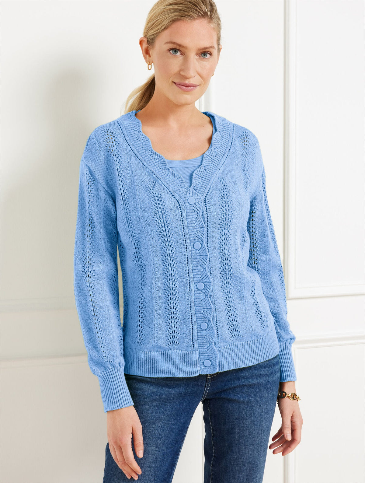 Talbots POINTELLE STITCH CARDIGAN