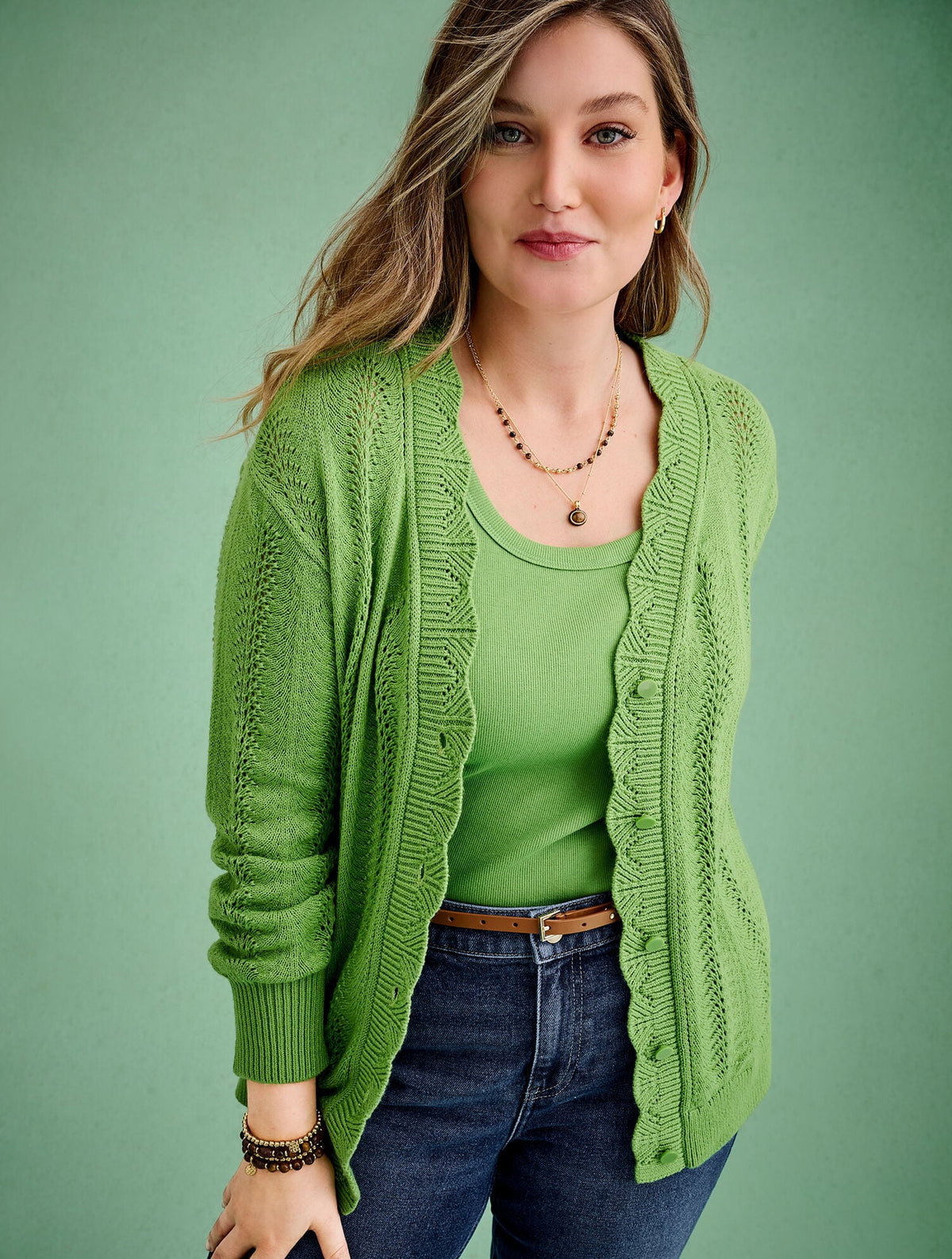 Talbots POINTELLE STITCH CARDIGAN