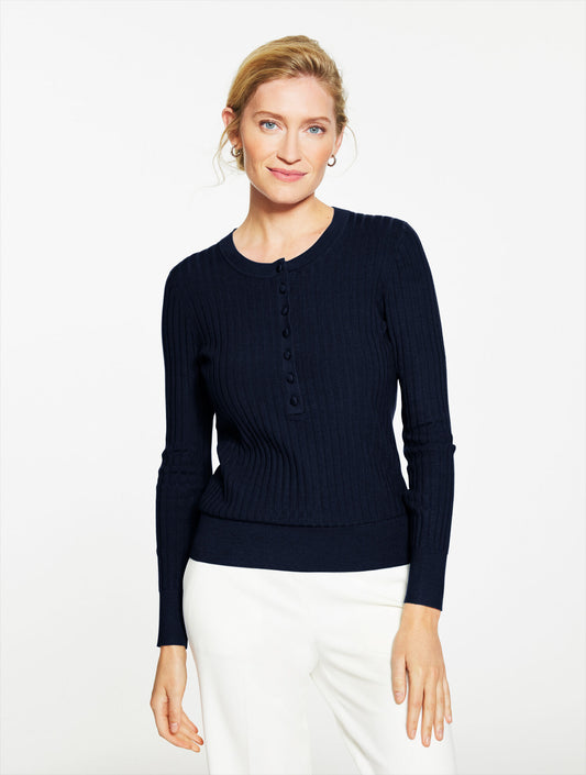 Talbots RIBBED HENLEY PULLOVER