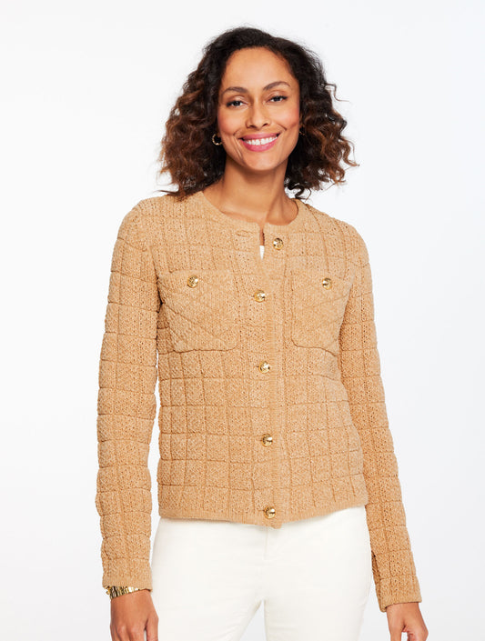Talbots JACQUARD CREWNECK CARDIGAN