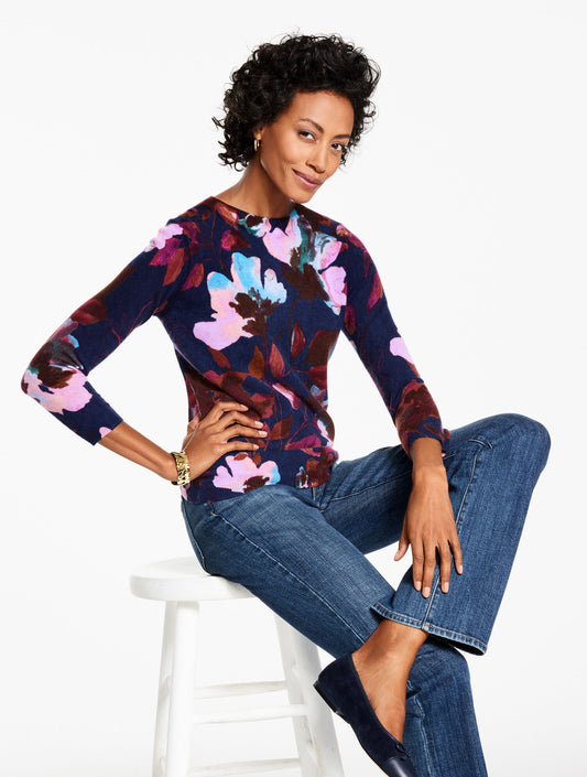 Talbots AUDREY CASHMERE SWEATER - AUTUMN FLORAL