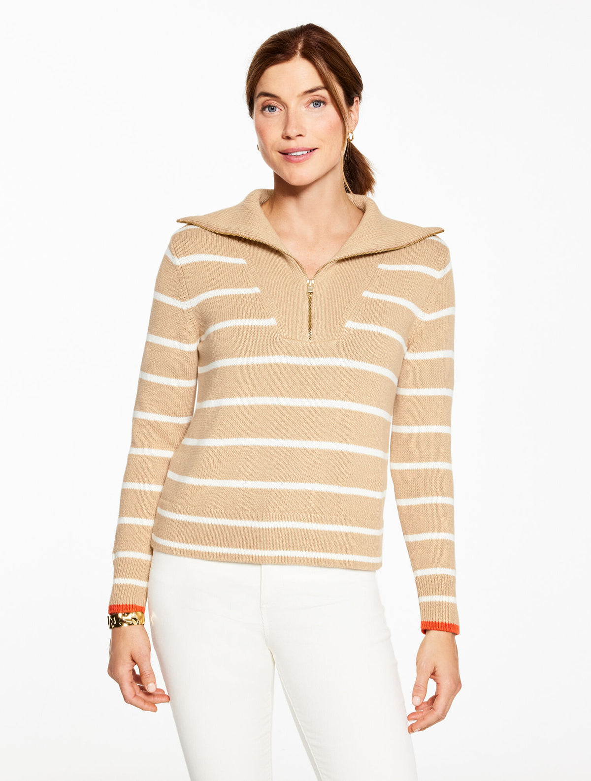 Talbots HALF-ZIP SWEATER - MARL STRIPE