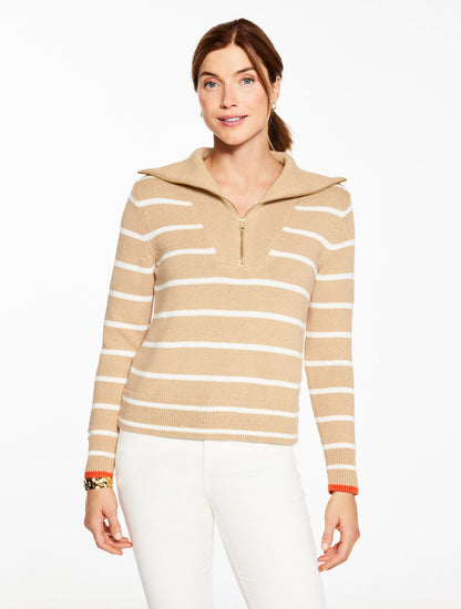 Talbots HALF-ZIP SWEATER - MARL STRIPE