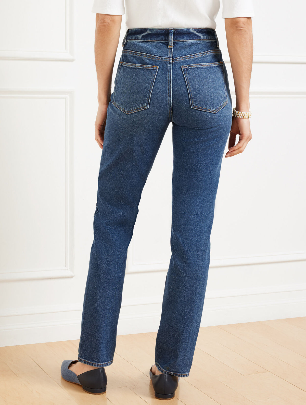 Talbots STRAIGHT LEG JEANS - IVY EMBROIDERY WASH