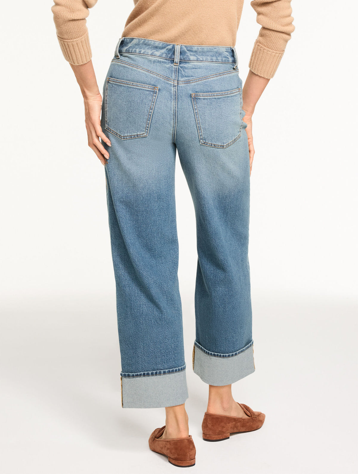 Talbots STRAIGHT ANKLE CUFF EMBROIDERED JEANS - AUTUMN WASH