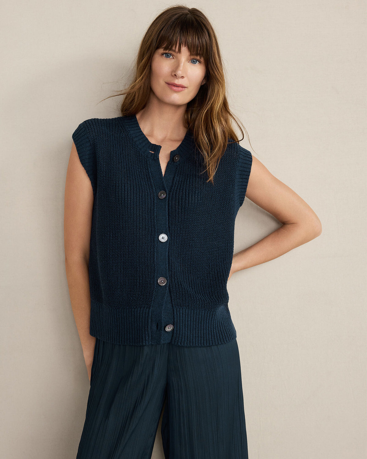 Talbots ORGANIC COTTON LINEN SWEATER VEST