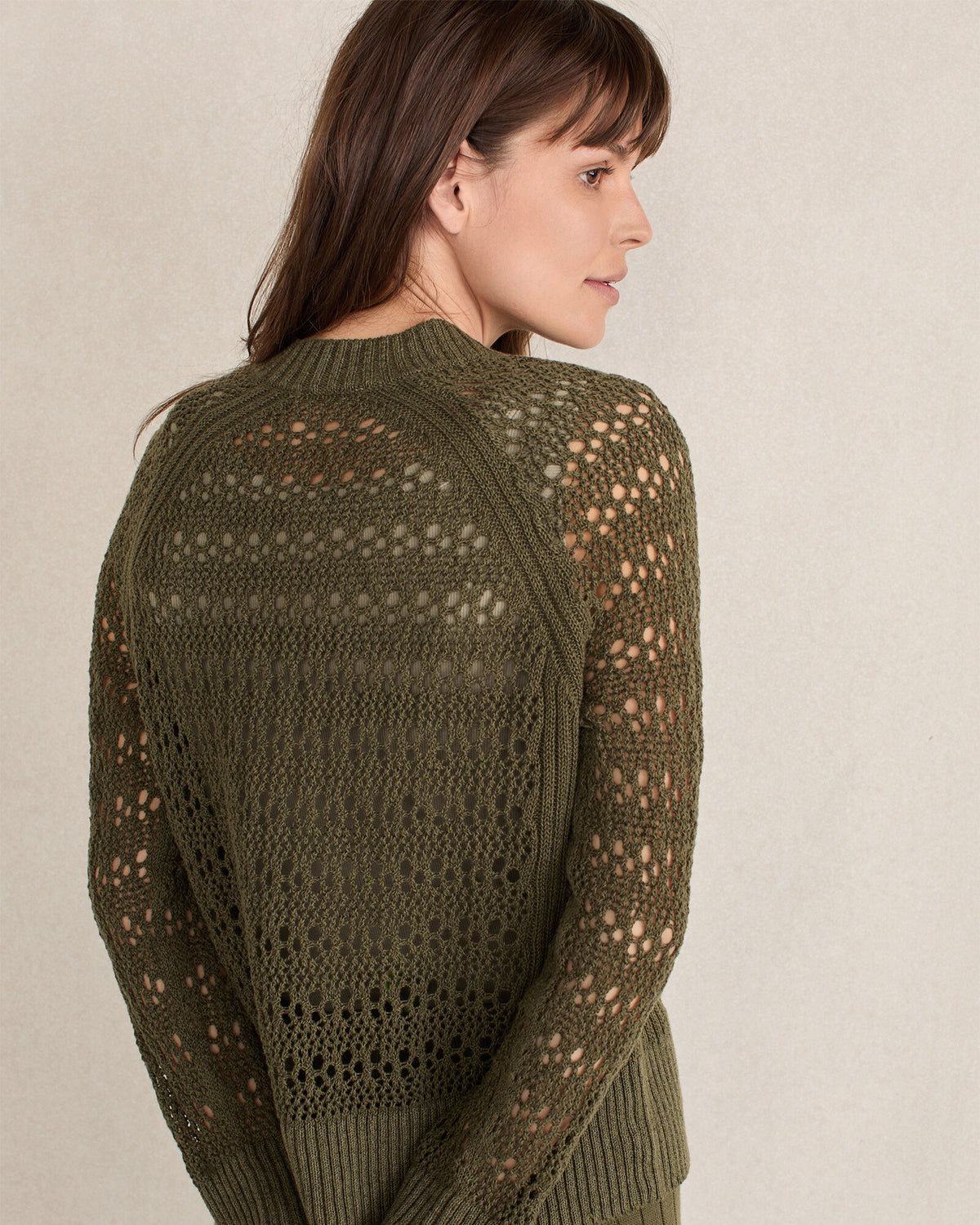 Talbots ORGANIC COTTON LINEN OPEN STITCH CREWNECK SWEATER