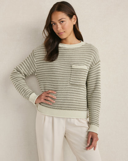 Talbots ORGANIC COTTON LINEAR STITCH CREWNECK SWEATER