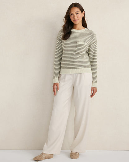 Talbots ORGANIC COTTON LINEAR STITCH CREWNECK SWEATER