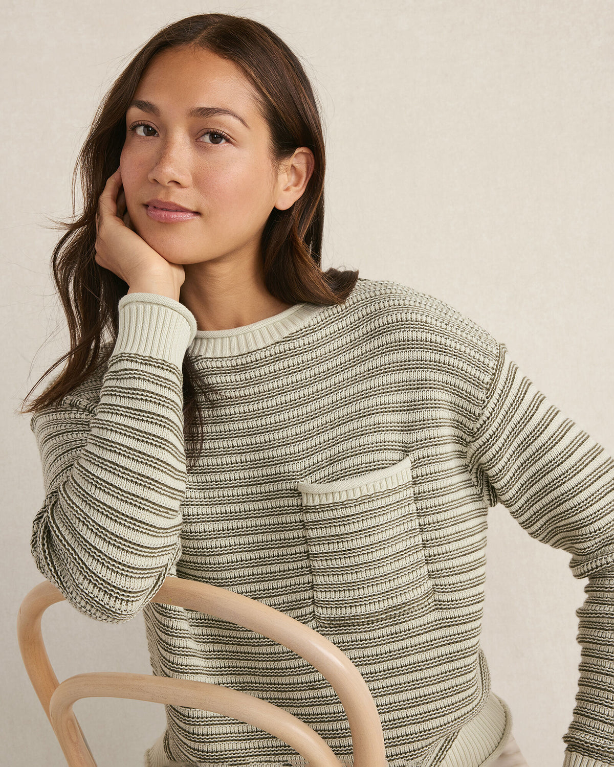 Talbots ORGANIC COTTON LINEAR STITCH CREWNECK SWEATER