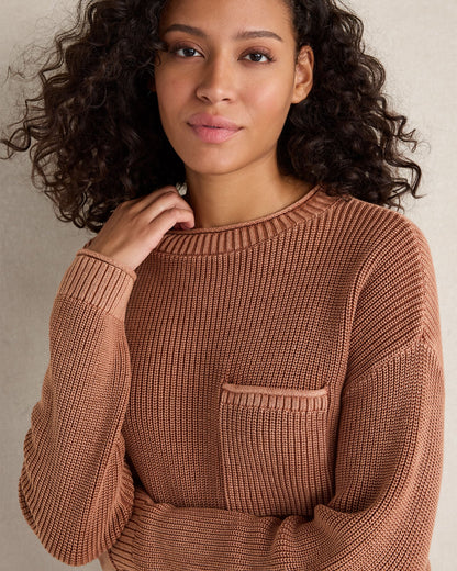 Talbots COTTON SHAKER STITCH POCKET CREWNECK