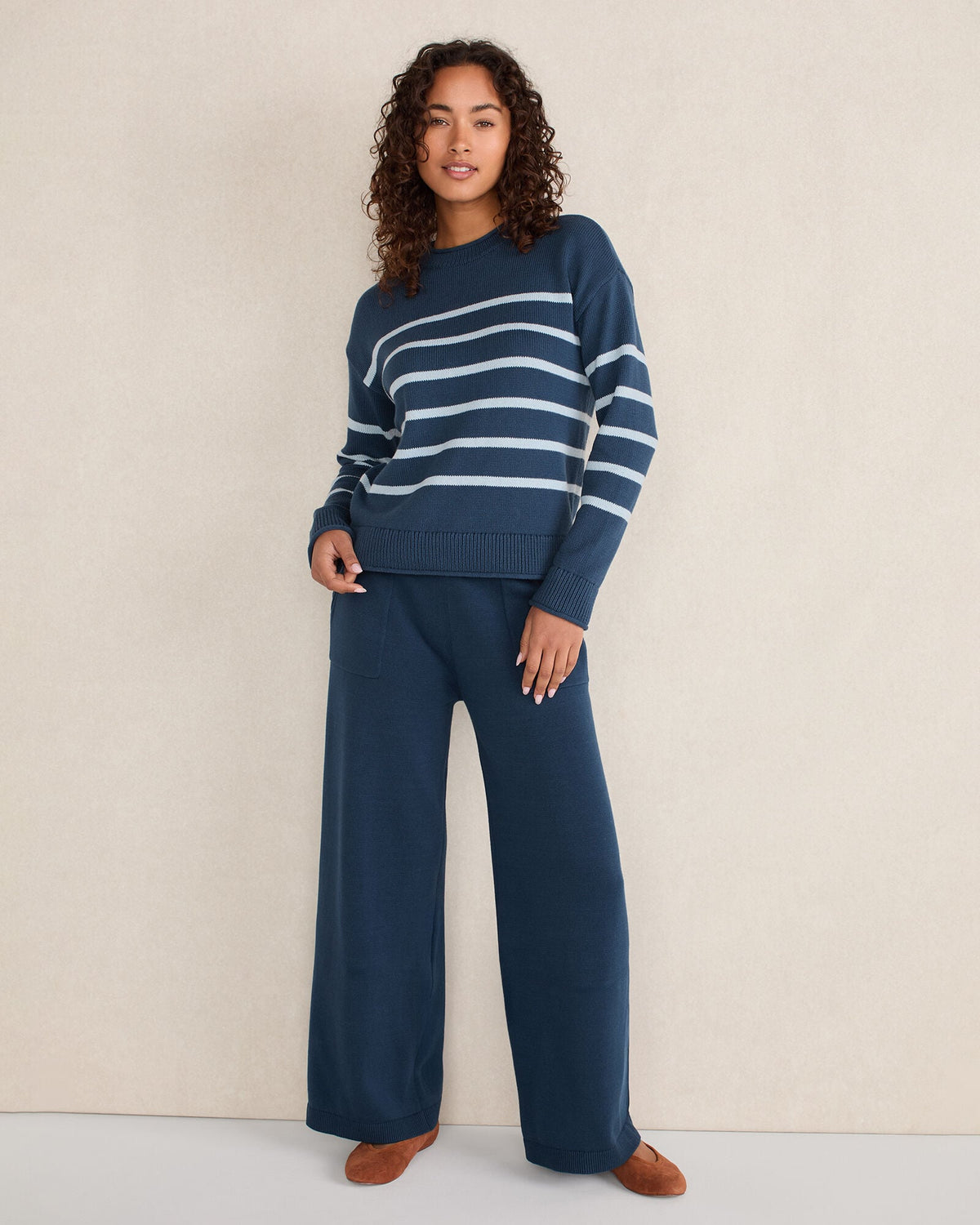 Talbots ORGANIC COTTON STRIPE ROLL NECK SWEATER