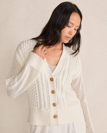 Talbots COTTON BLEND MIXED STITCH CARDIGAN