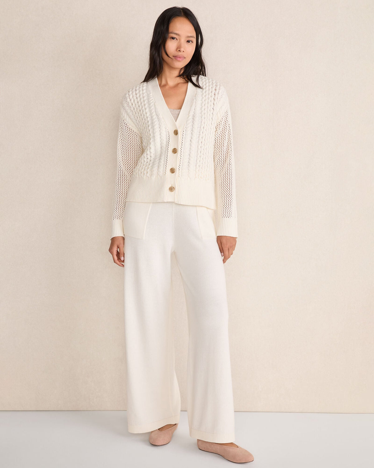 Talbots COTTON BLEND MIXED STITCH CARDIGAN