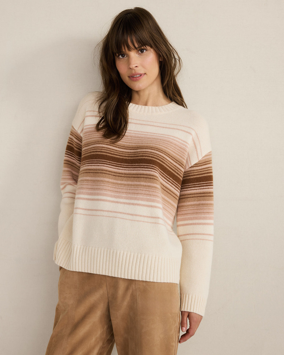 Talbots CASHMERE OMBRÉ STRIPE CREWNECK SWEATER