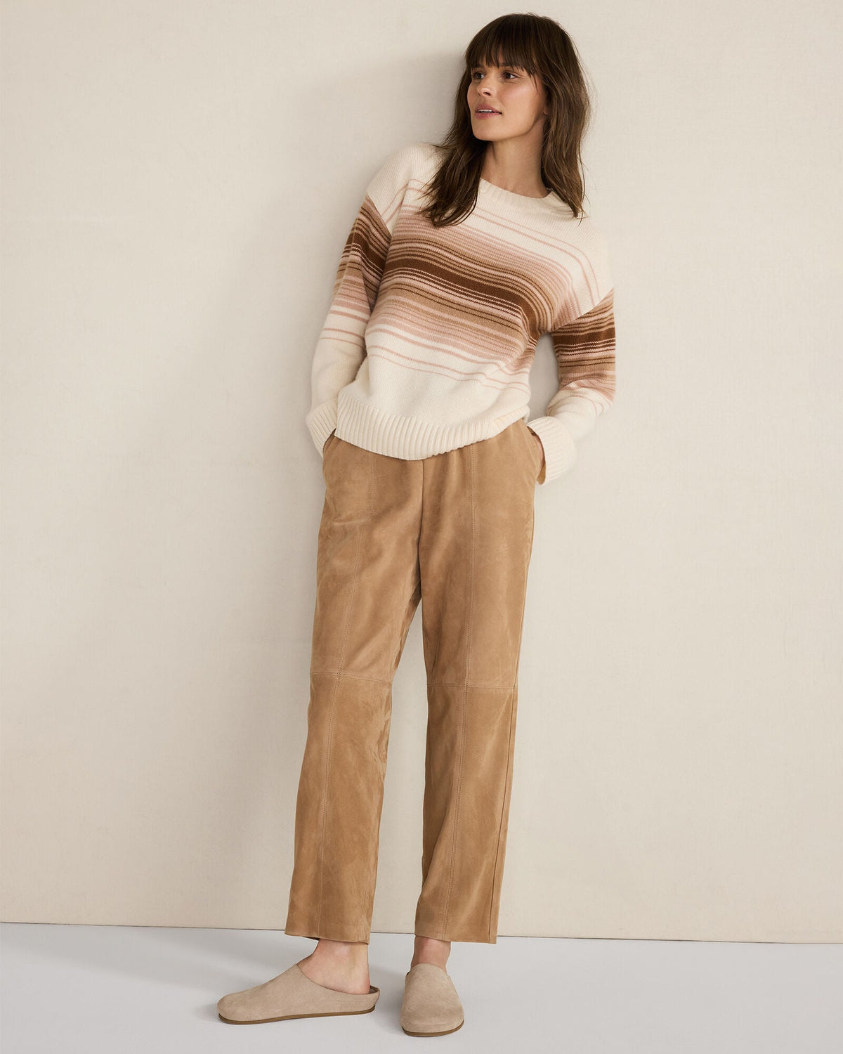 Talbots CASHMERE OMBRÉ STRIPE CREWNECK SWEATER