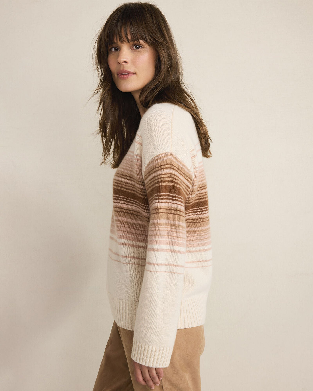 Talbots CASHMERE OMBRÉ STRIPE CREWNECK SWEATER