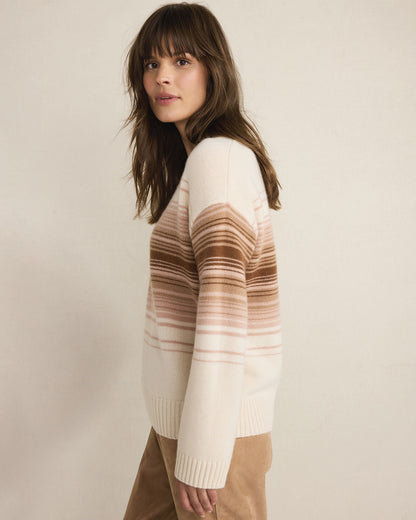 Talbots CASHMERE OMBRÉ STRIPE CREWNECK SWEATER