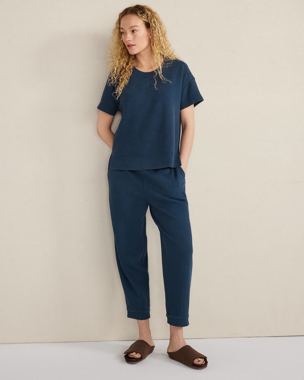 Talbots ORGANIC COTTON WAFFLE BARREL LEG PANTS