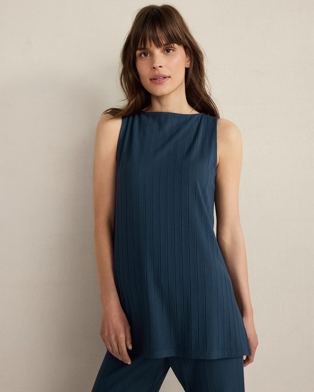 Talbots RIBBED BATEAU NECK SLEEVELESS TOP