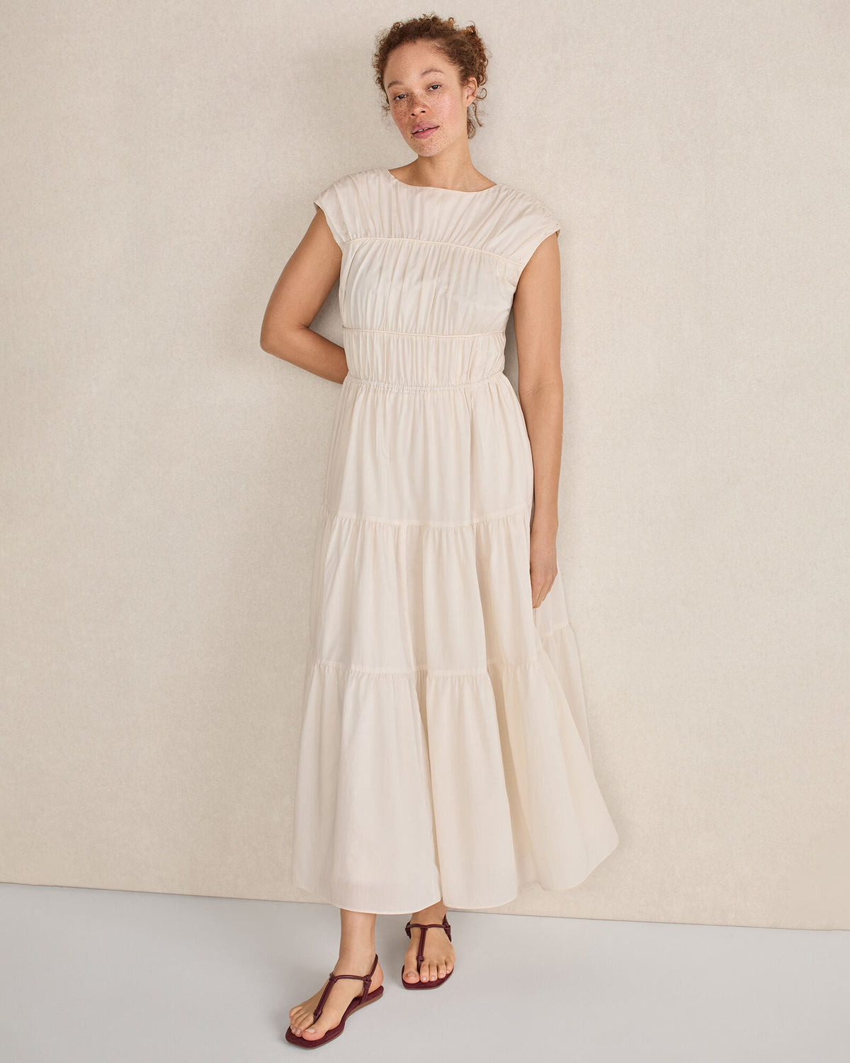 Talbots COTTON VOILE ROUCHED MAXI DRESS