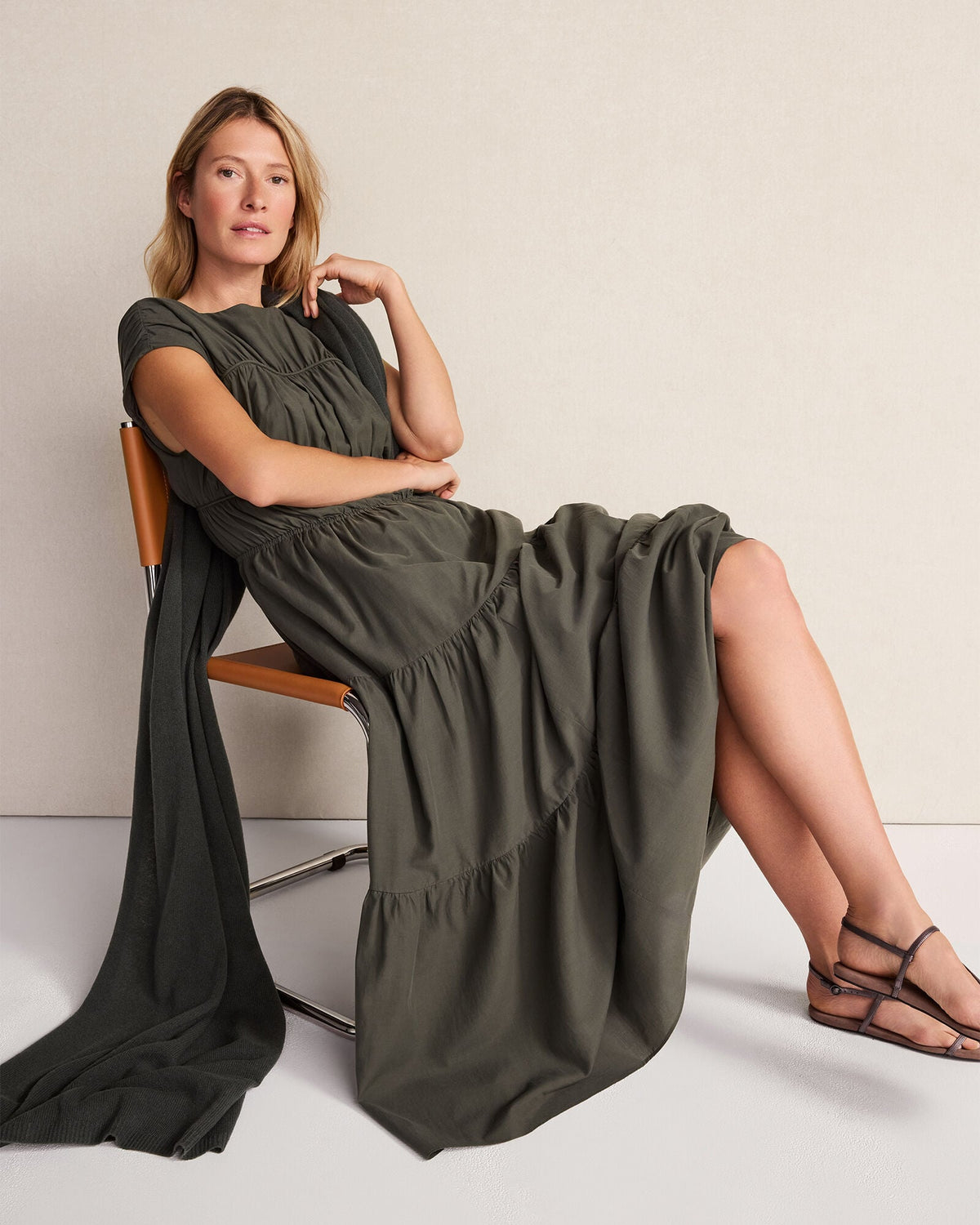 Talbots COTTON VOILE ROUCHED MAXI DRESS