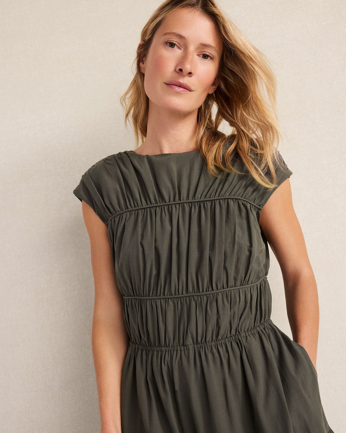 Talbots COTTON VOILE ROUCHED MAXI DRESS