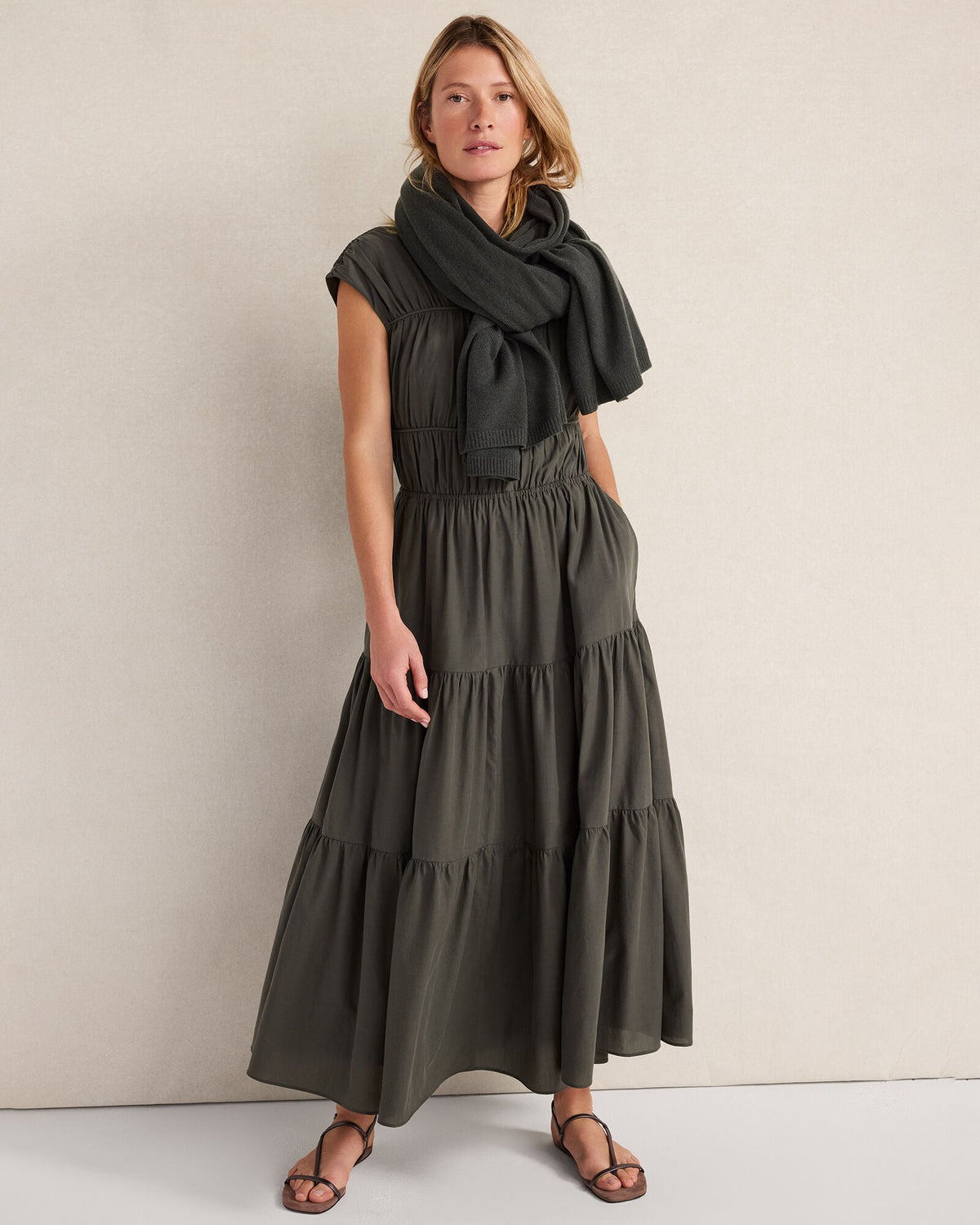 Talbots COTTON VOILE ROUCHED MAXI DRESS