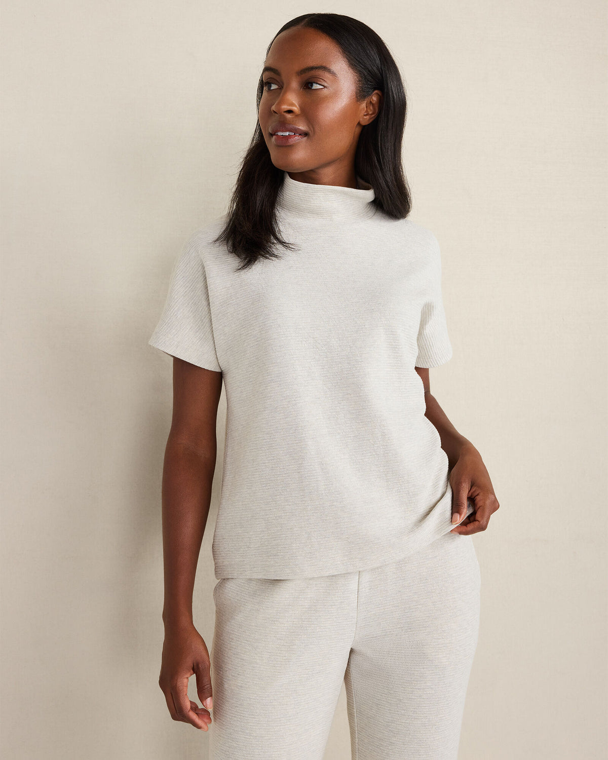 Talbots COTTON BLEND OTTOMAN RIB MOCK NECK TOP