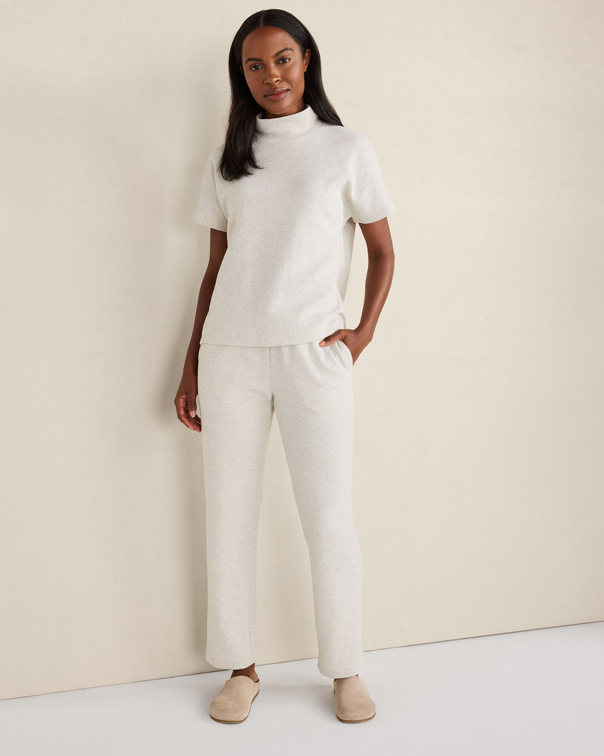 Talbots COTTON BLEND OTTOMAN RIB MOCK NECK TOP