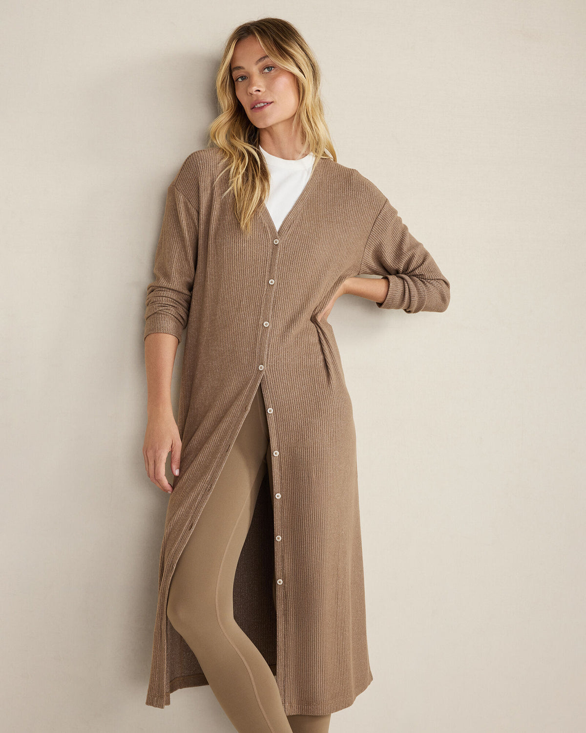 Talbots BRUSHED RIB KNIT LONG SLEEVE DUSTER