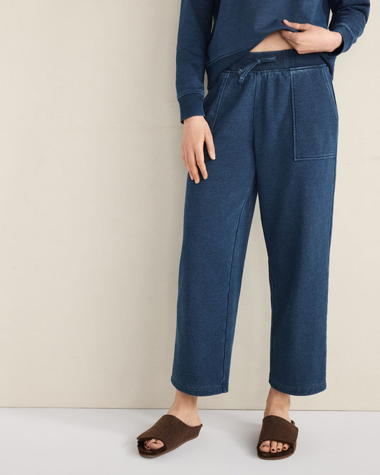Talbots INDIGO WASHED COTTON FLEECE STRAIGHT LEG PANTS