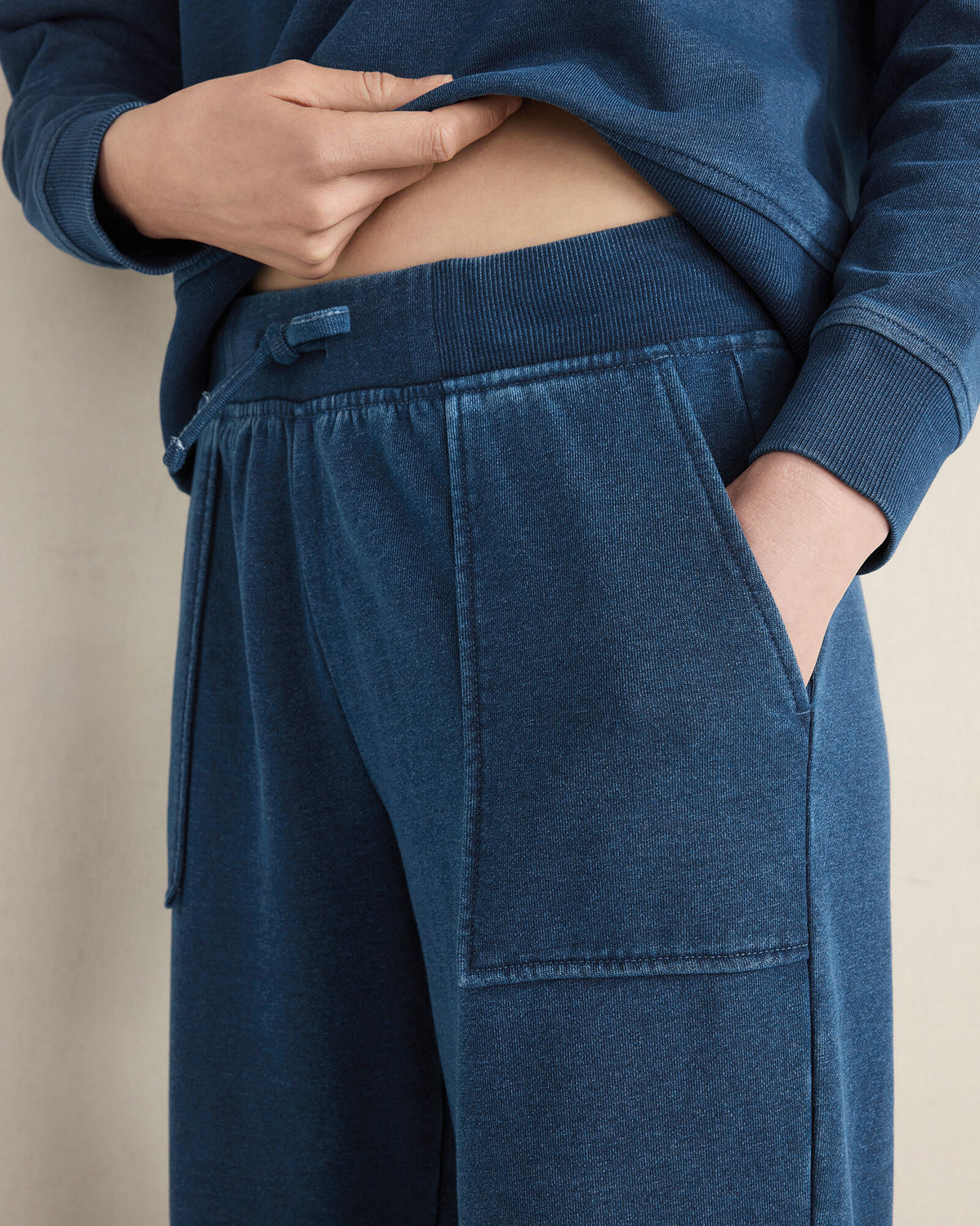 Talbots INDIGO WASHED COTTON FLEECE STRAIGHT LEG PANTS