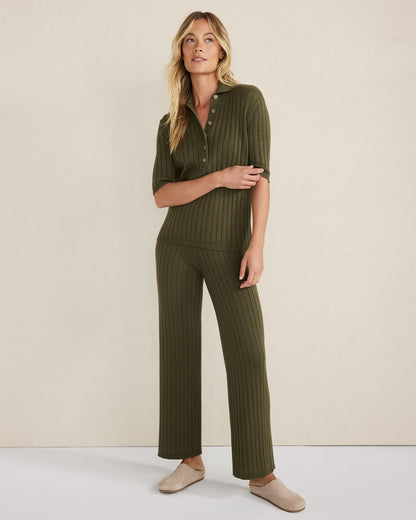 Talbots ORGANIC COTTON RIBBED STRAIGHT LEG PANTS