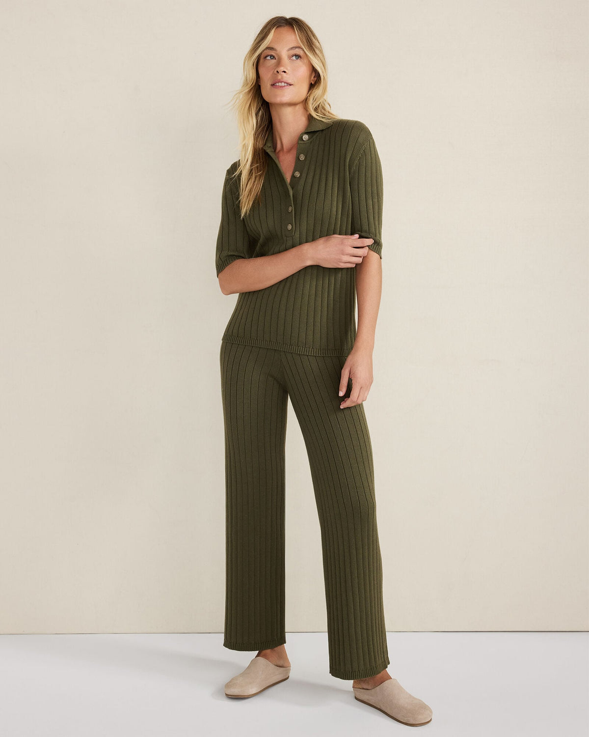Talbots ORGANIC COTTON RIBBED STRAIGHT LEG PANTS