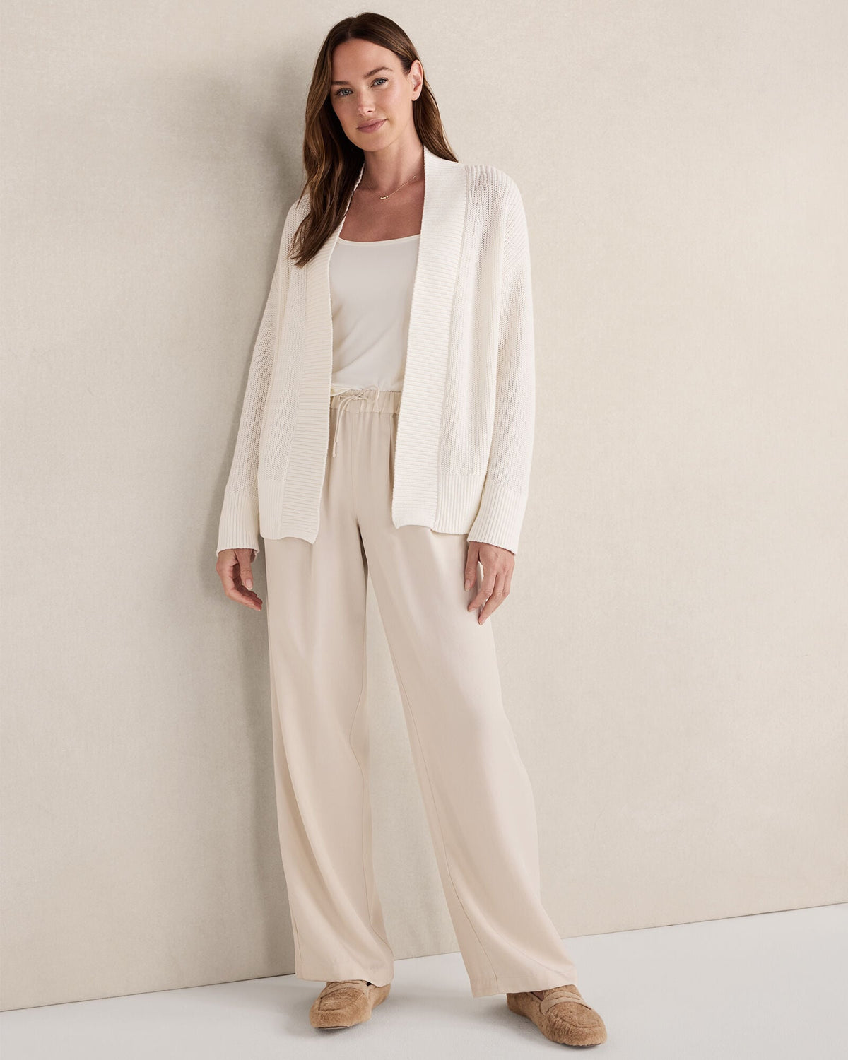 Talbots ORGANIC COTTON SHAKER STITCH OPEN FRONT CARDIGAN