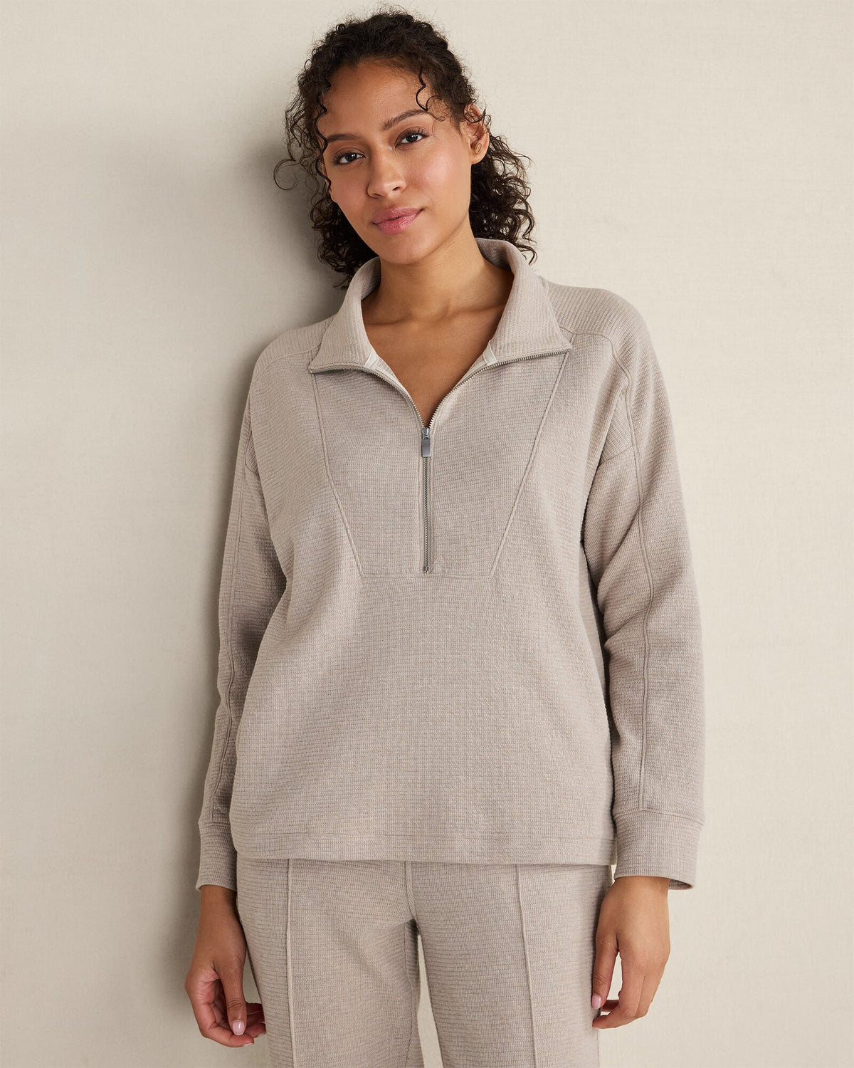 Talbots COTTON BLEND OTTOMAN RIB HALF ZIP PULLOVER
