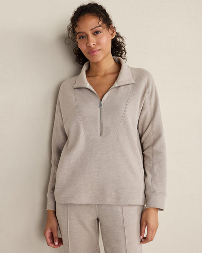 Talbots COTTON BLEND OTTOMAN RIB HALF ZIP PULLOVER