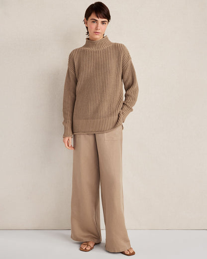 Talbots ORGANIC COTTON SHAKER STITCH ROLL NECK SWEATER