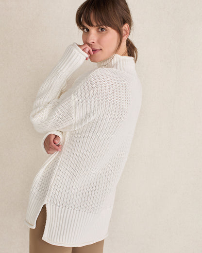 Talbots ORGANIC COTTON SHAKER STITCH ROLL NECK SWEATER