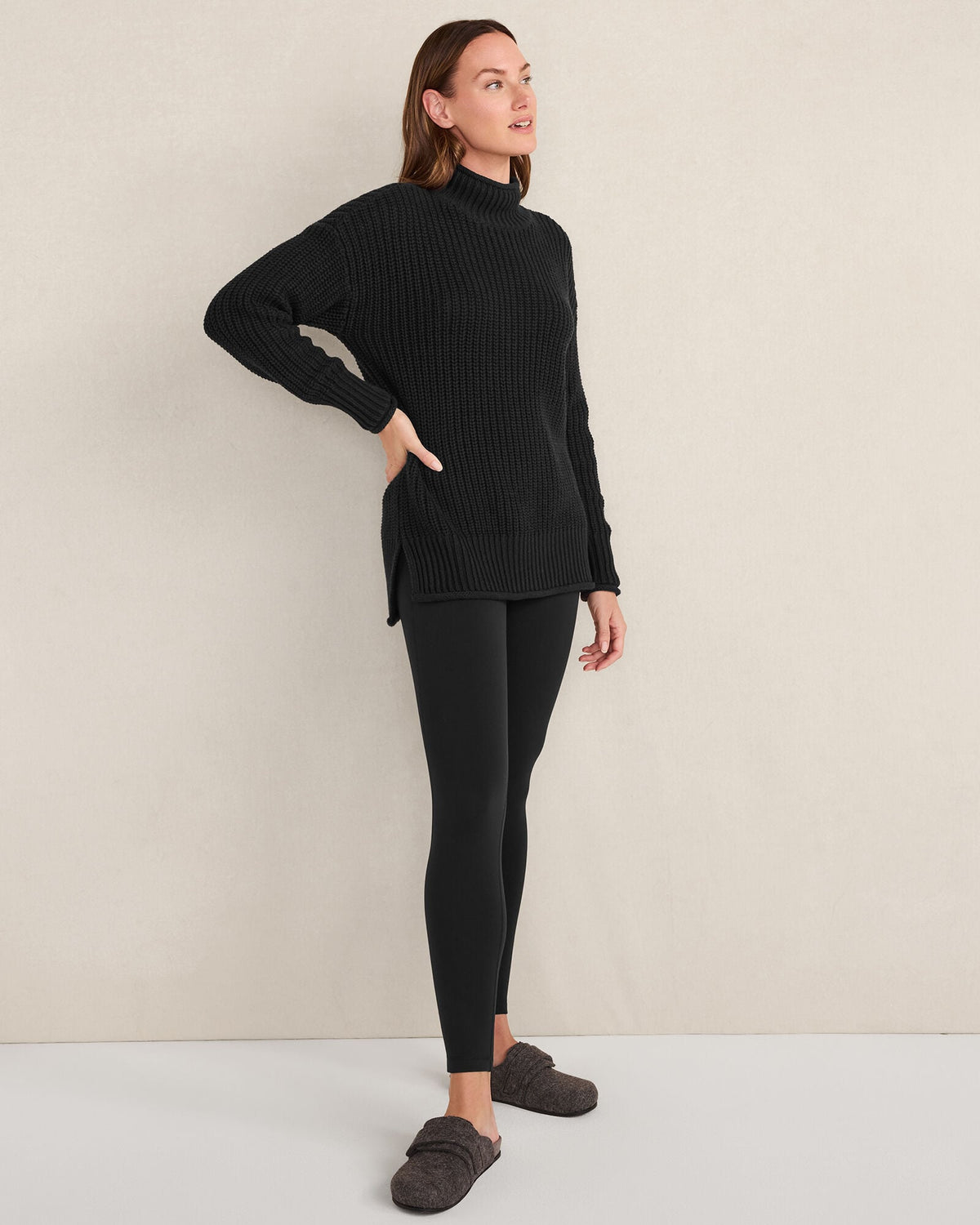 Talbots ORGANIC COTTON SHAKER STITCH ROLL NECK SWEATER
