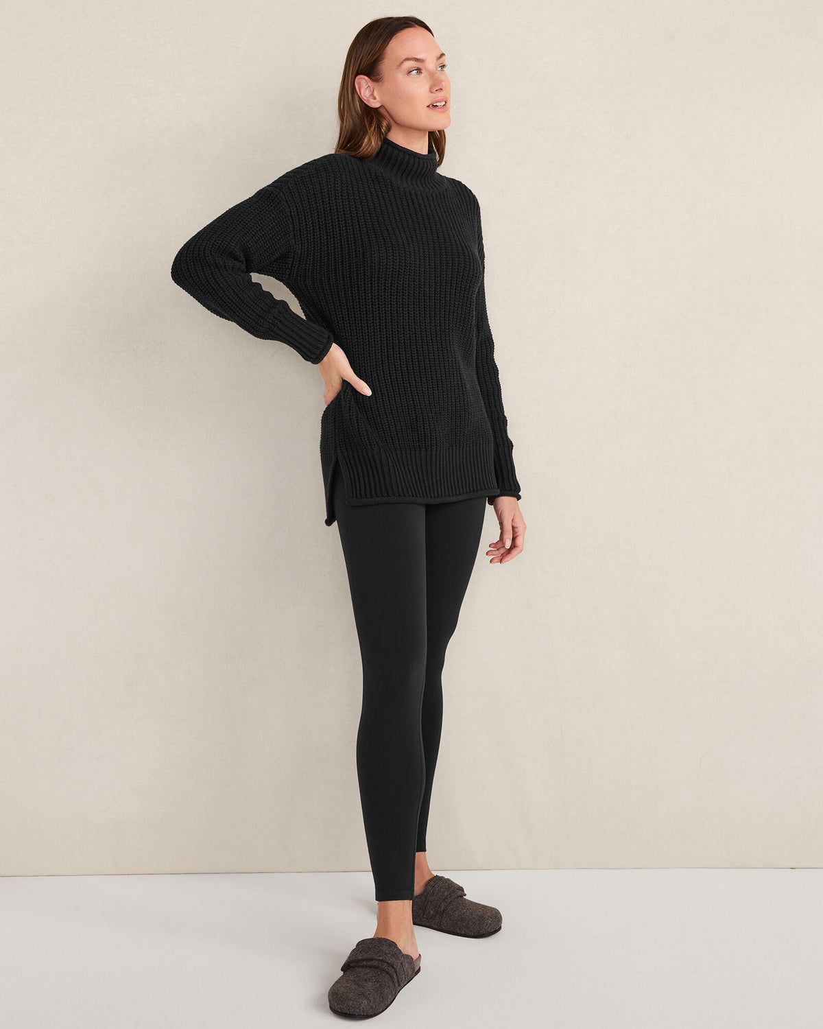 Talbots ORGANIC COTTON SHAKER STITCH ROLL NECK SWEATER