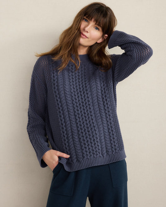 Talbots COTTON BLEND MIXED STITCH CREWNECK SWEATER