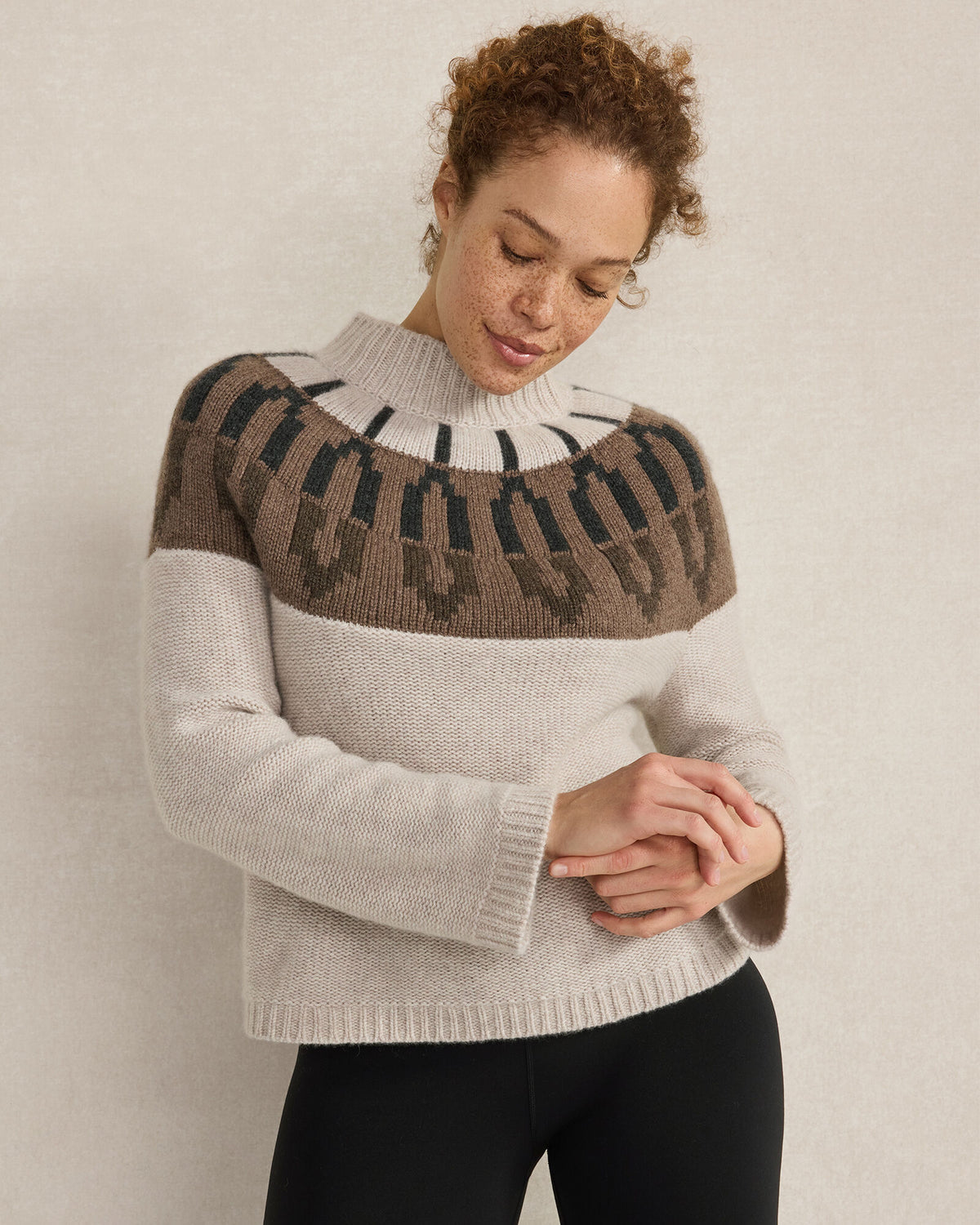 Talbots CASHMERE FAIRISLE MOCK NECK SWEATER