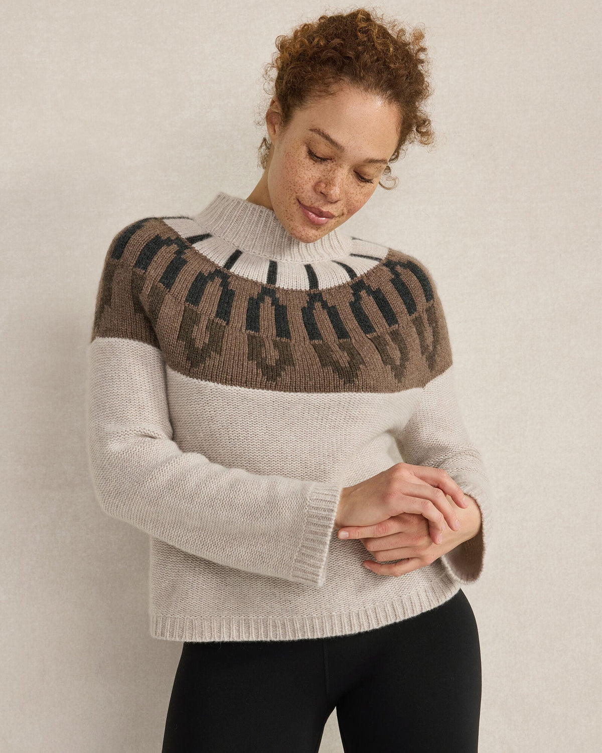 Talbots CASHMERE FAIRISLE MOCK NECK SWEATER
