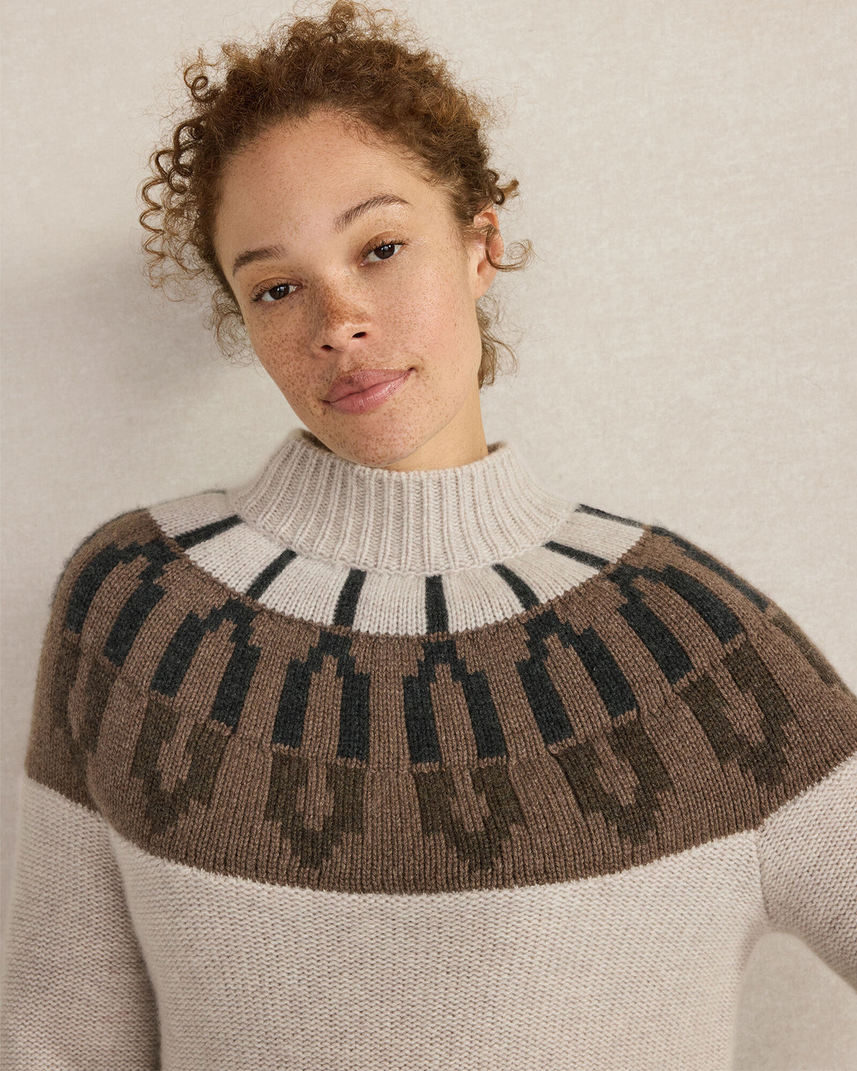 Talbots CASHMERE FAIRISLE MOCK NECK SWEATER