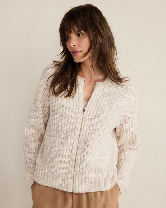 Talbots CASHMERE ZIP FRONT BOMBER JACKET