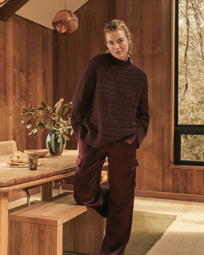 Talbots ORGANIC COTTON HORIZONTAL CABLE FUNNEL NECK SWEATER
