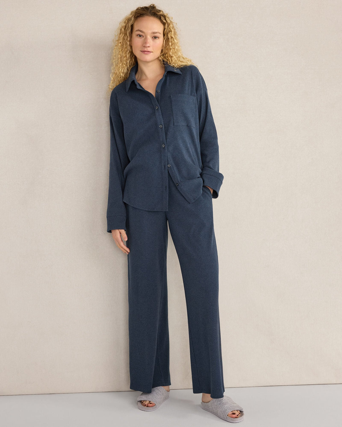 Talbots ORGANIC COTTON RIB KNIT RELAXED BUTTON DOWN TOP