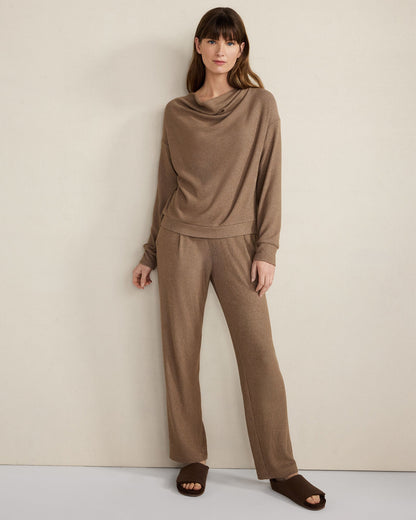 Talbots BRUSHED RIB KNIT DRAPE NECK TOP